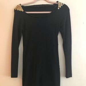 Black dress with shoulder studs